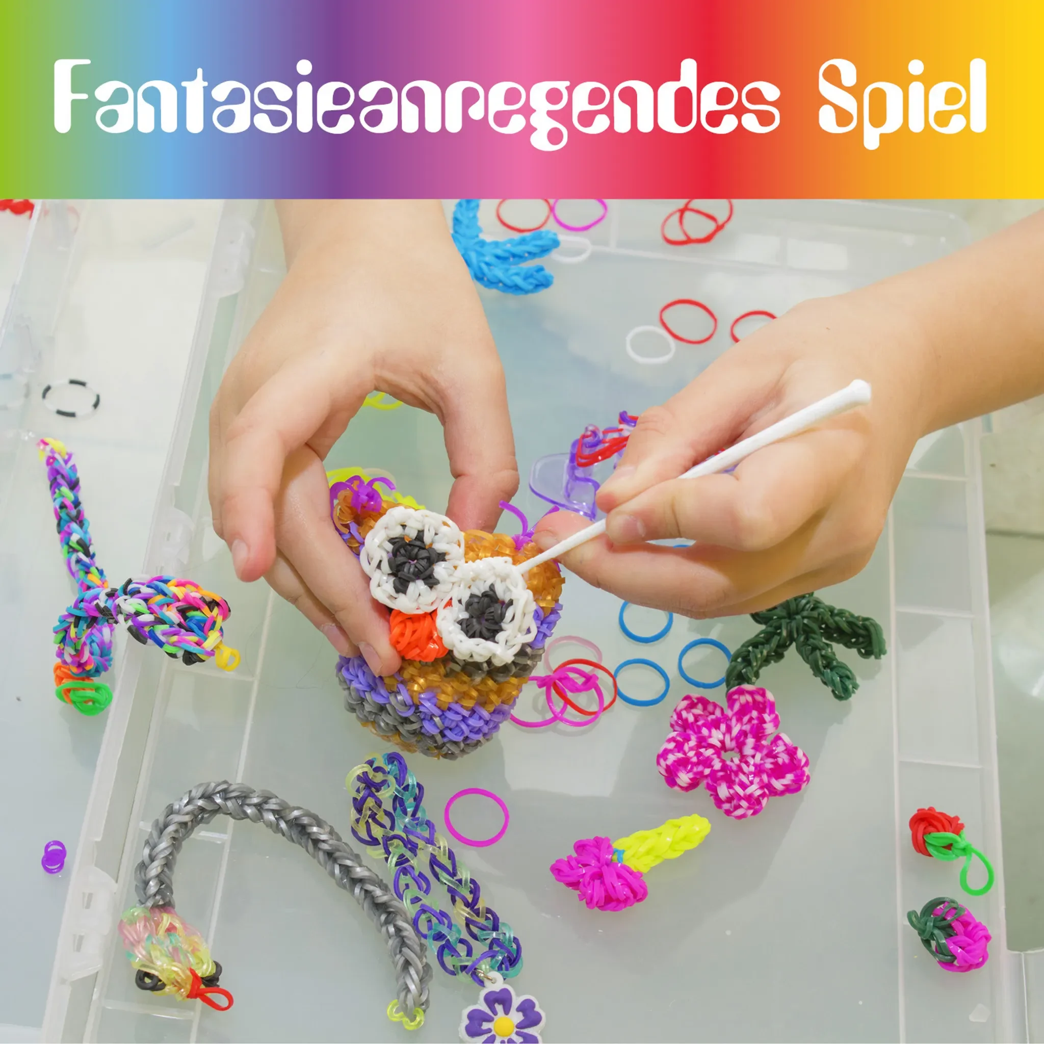 Loom Bands Starter Set XXL – 4.200 Gummibänder mit Webrahmen